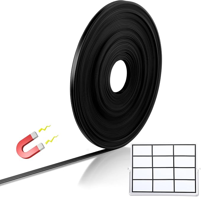 Tellegloww Black Magnetic Tape Roll Thin Strips, Magnetic Board Dividers Whiteboard Graphic Decorative Tape Marking Line for Classroom Office Art Accessories (1/2 Inch X 50 Feet)