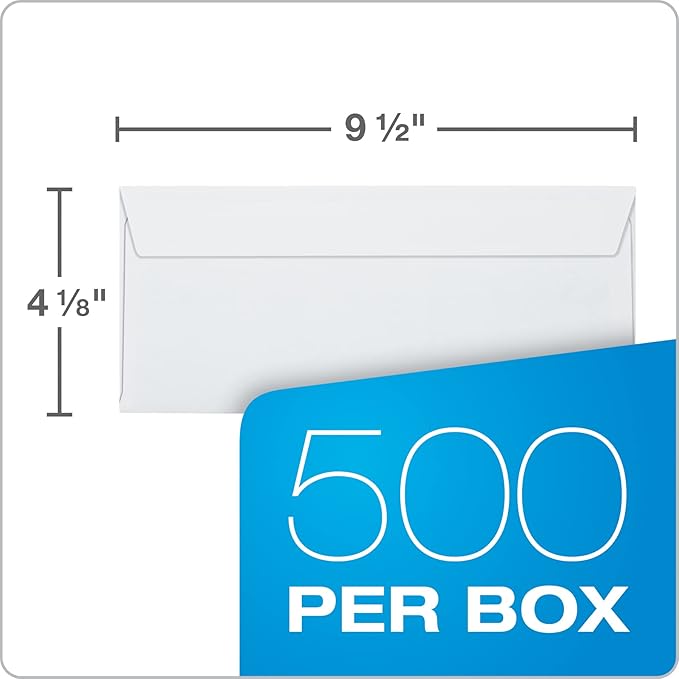 Columbian #10 Double-Window Self Seal Security Tint Envelopes, 500/Box, 24lb White Wove, 4-1/8 x 9-1/2 Inches (COLO132)