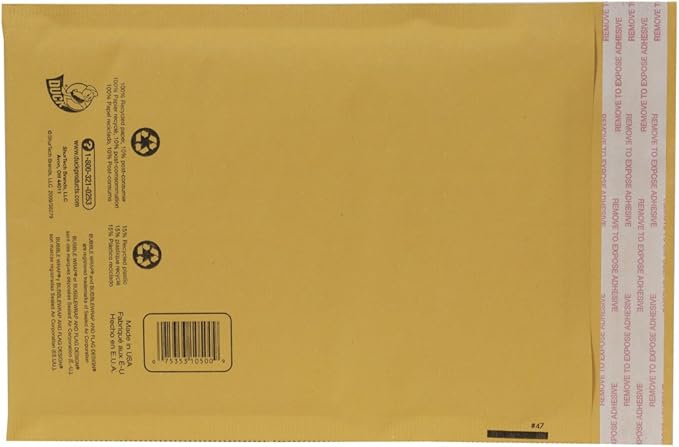 Duck Brand Kraft Bubble Mailers, #0-6 x 9 Inches, 5-Pack (284691), Tan
