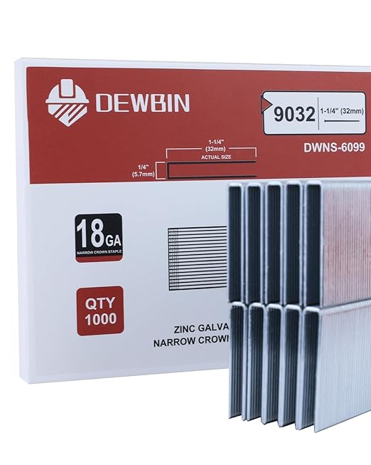 18 Gauge Narrow Crown Staples, 1000 Cts 1-1/4-Inch 18GA Heavy Duty Galvanized Upholstery Staples for Electric or Pneumatic Narrow Crown Stapler Guns