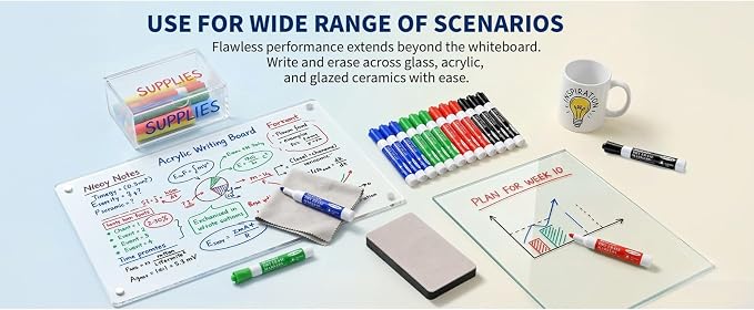 SUQJOY Dry Erase Markers, Chisel Tip Whiteboard Marker, Low Odor Thick Dry Markers, 36 Bulk 4 Assorted Color Markers for office