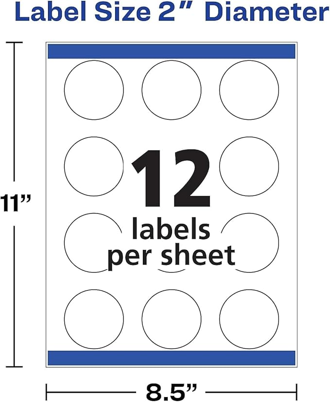 Avery Printable Round Labels with Sure Feed, 2" Diameter, Glossy Clear, 120 Customizable Labels (22825) - Pack of 2