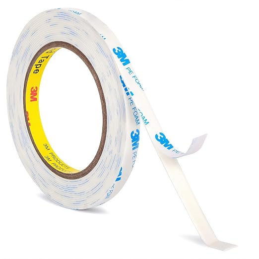 3M Double Sided Tape 0.39"×16.5Ft, Mounting Tape Heavy Duty No Residue | Removable PE Foam Tape Strips, Extra Strong Adhesive Tape Waterproof for Walls Home Office Decor Crafts Paint Picture Poster