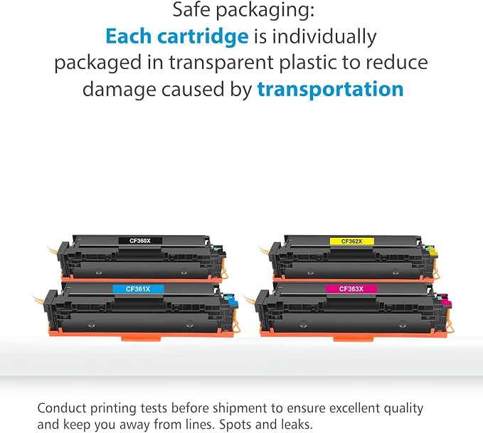 M553 508X Toner Cartridge Set 4-Pack Compatible for HP 508X 508A M552dn | Compatible for HP508X CF360A CF360X CF361X CF362X CF363X for LaserJet Color M552dn M553dn M553n M553x MFP M577 Printer Ink