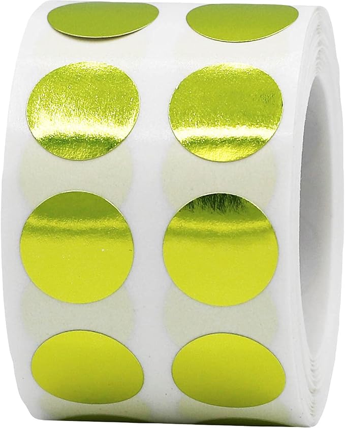 Metallic Gold Circle Dot Stickers, 1/2" Inch, 1000 Labels per Roll - Ideal for Organizing, Decorating, Labeling and Crafting in Homes, Schools, and Office Use