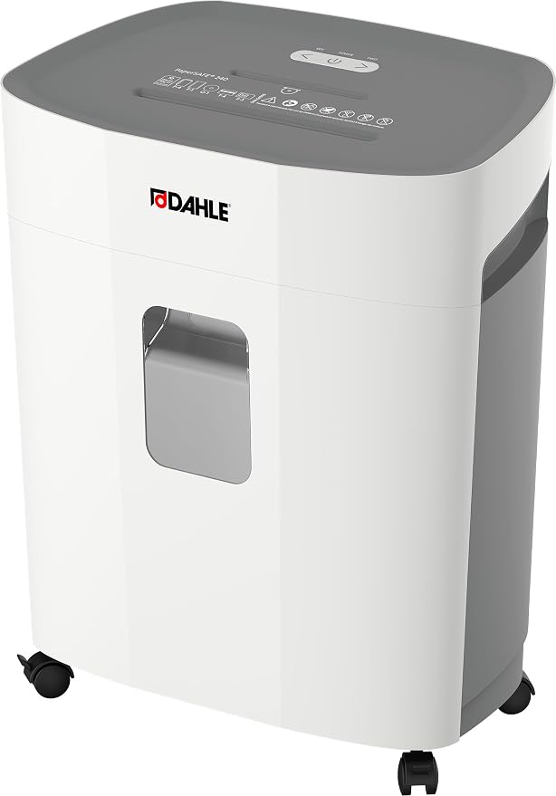 Dahle PaperSAFE PS 240 Paper Shredder, Oil Free, Jam Protection, Security Level P-4, 10 Sheet Max, Shreds CDs, Staples, Paper Clips & Credit Cards