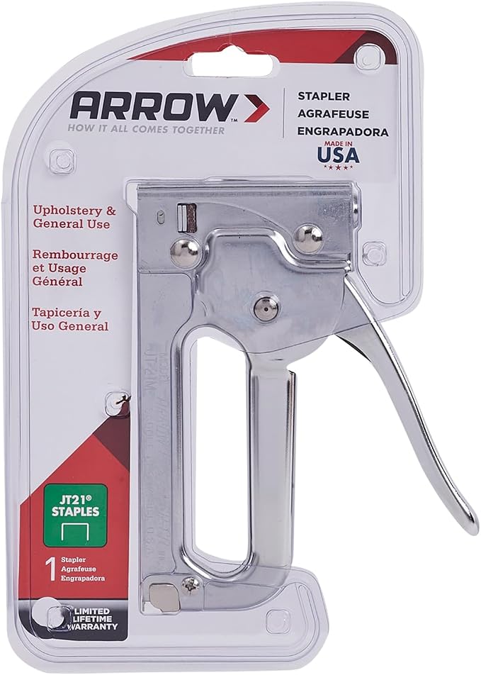 Arrow JT21CM Professional Light Duty Staple Gun for Upholstery, Crafts, Office, Fits 1/4", 5/16”, or 3/8" Staples (Pack of 4)