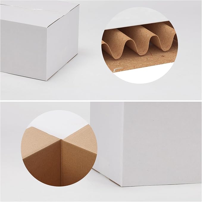 Calenzana 11x6x6 Shipping Boxes Set of 40, White Corrugated Cardboard Box for Mailing Packing Gifts Small Business