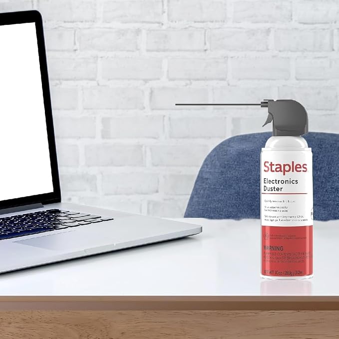 Staples Compressed Air Dusters, Canned Air for Electronics & Office Devices | Blasts dust and debris from keyboards, laptops, vents and hard-to-reach equipment.