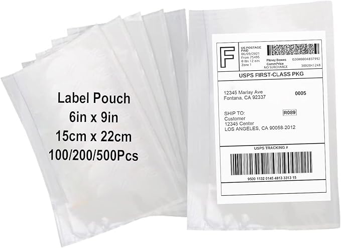 200 Pack 6x9 Shipping Envelopes, Packing List Mailing Envelopes Clear Adhesive Shipping Label Sleeves Shipping Supplies for Small Businesses