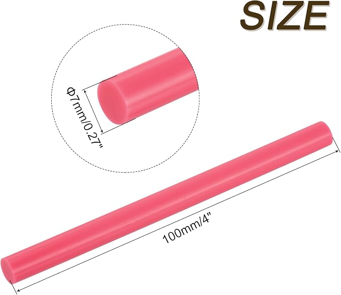 uxcell 12pcs Mini Hot Glue Sticks for Glue Gun 0.27 x 4 Inch Small Glue Sticks, 7 x 100mm Pale Red