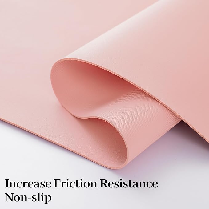 Leather Desk Pad Mat, Large Pink Desk Mat, 47.2" x 16.9" | Non-slip and Waterproof Computer Mat, Desk Protector for Office/Home, Desk Accessories for Women