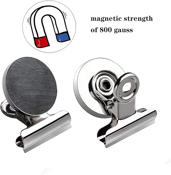 Strong Magnetic Clips, 40 Pack, 1-1/4 Inch, 31 mm, Silver, Refrigerator Magnet Clips, Medium Clip Magnets, Office Supplies, Photo Displays