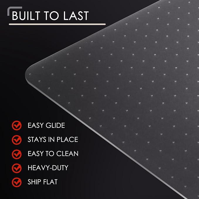 Kuyal Office Chair Mat for Carpet, Set of 2, Heavy Duty Computer Chair Mat | 32''x48'', Under Desk Protector Carpeted Clear Floors Mat, Easy Chair Movement,Ship Flat