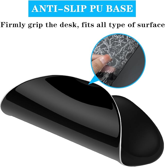 Mouse Pad with Wrist Rest,Ergonomic Mouse Pad with Comfortable Gel Wrist Rest Support and Non-Slip PU Base for Easy Typing Pain Relief, Durable and Washable(Black)