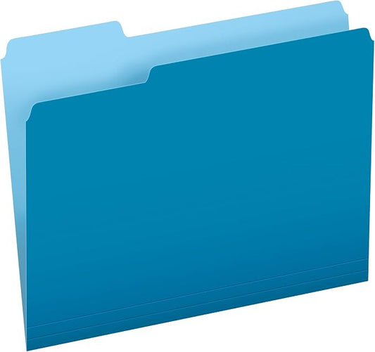 Pendaflex Two-Tone Color File Folders, Letter Size, Blue, 1/3 Cut, 100 per box (152 1/3 BLU), 12 inches