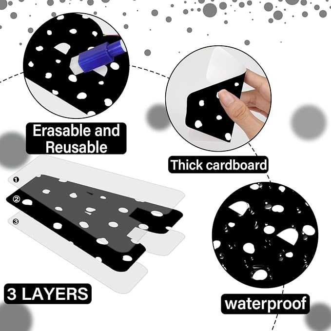 Qyeahkj 150 PCS Large 7" Font Bulletin Board Letters Punctuation Cutouts Combo Black Letters with White Polka Dots Border Decor Classroom Alphabet Poster for Bulletin Board Display Home School Wall