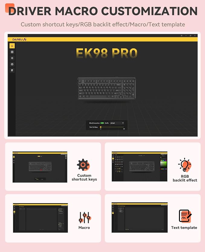 DAREU EK98pro Sakura Pink Wireless Mechanical Keyboard,Tri-Mode BT/2.4GHz/USB-C Creamy Gaming Keyboard with Number Pad,Gasket Structure,Hot Swappable Custom,RGB Backlit for Win/Mac