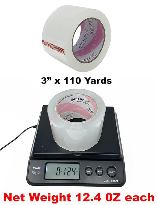 iMBAPrice Industrial Grade Clear Packing Tape 3 Inch x 110 Yards | 6 Rolls, 2.0 Mil, Strong Acrylic Adhesive, Shipping & Packaging Tape, Moving, Carton Sealing & Warehouse Use