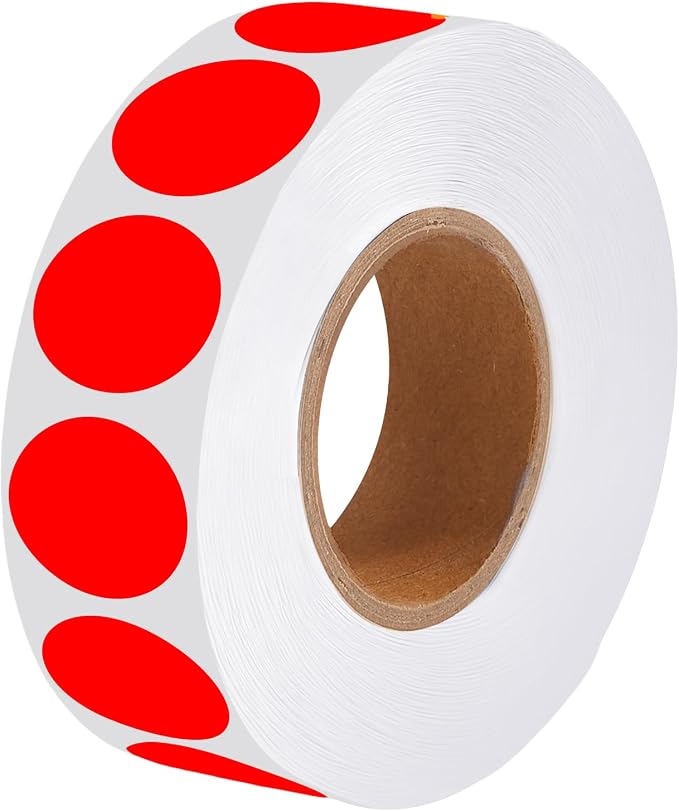 1000 Pcs Round Stickers 1 Inch Color Circle Dot Stickers Code Labels for Office Shop Yard Sale Home Classroom Marking (Red, 1 inch)
