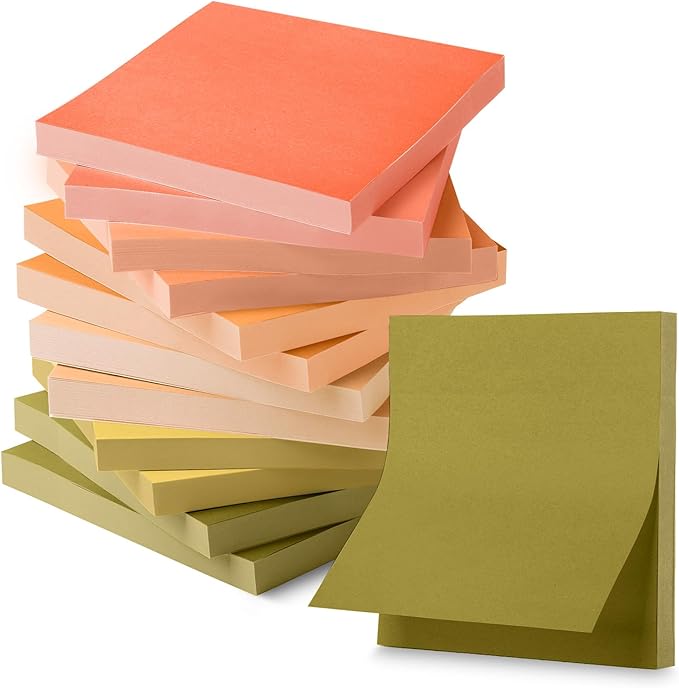 Mr. Pen- Sticky Notes, 3”x3”, 12 Pads, 600 Sheets, Autumn Earth Sticky Notes 3x3, Stocky Notes for Bible Journaling