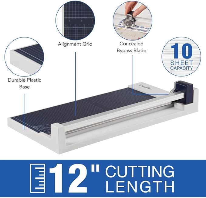 Swingline Paper Cutter, 12" Cut Length, 10 Sheet Capacity, ClassicCut 1210P (G7010008)