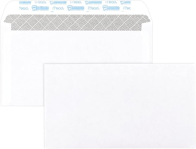 Mead #6-3/4 Envelopes, 3-5/8" x 6-1/2", Security Printed Lining for Privacy, Press-It Seal-It Self Adhesive Closure, White All-Purpose 20-lb Paper Mailing Envelopes, 500 Count (742021)