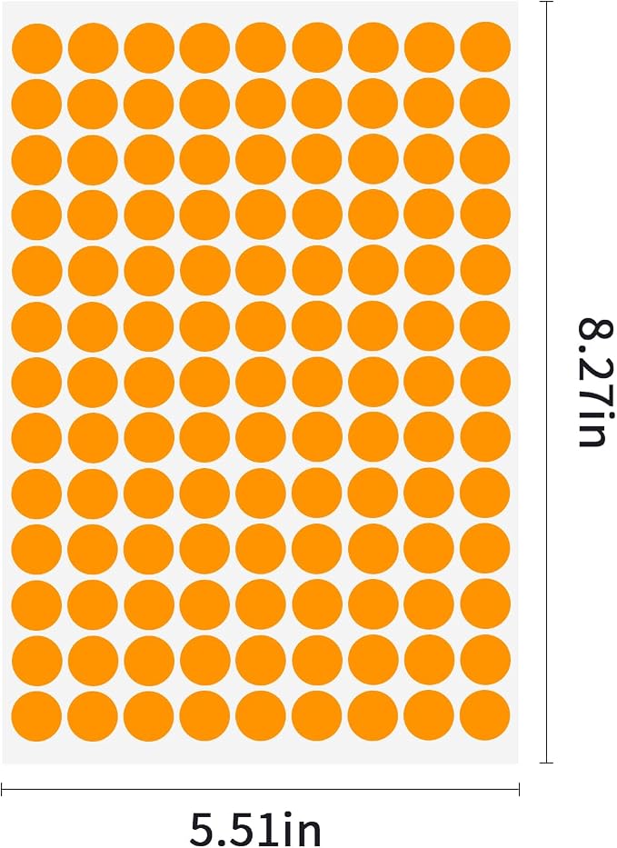 2340 PCS Orange Dot Stickers 1/2" Round Circle Coding Labels | Used as calendar markers, kindergarten activities, craftst, recommended for writing with oil-based markers,strong adhesion.