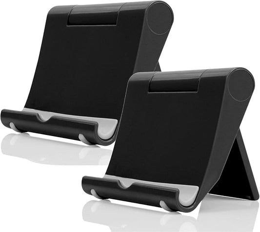 Adjustable Foldable Cell Phone Stand for Desk, Compatible with Most Smartphones and Tablets, Anti-Slip Rubber Base for Stability | Foldable Adjustable Mobile Dock, Universal Tabletop Mount, Multi-Angle Desk Stand Compatible with Smartphones & Mini Tablets