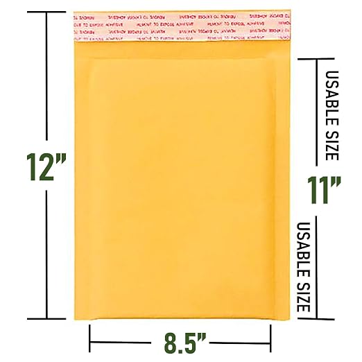 SALES4LESS - Kraft Bubble Mailers, Self-Seal, Waterproof & Cushioned Padded Envelopes for Shipping, 8.5 x 12 in (10 Pack, Gold)