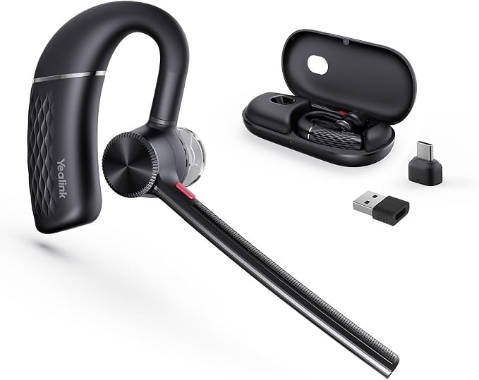 Yealink BH71 Pro Bluetooth Headset with USB-C/A Dongle, Teams Certified, Wireless Earpiece for Cell Phone,PC,Laptop,Noise Cancelling Microphone, Adjustable Ear Hook