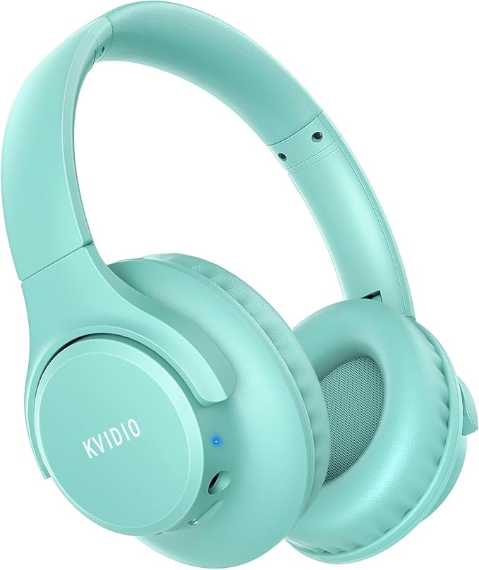 KVIDIO Bluetooth Headphones Wireless Over Ear Headsets 65H Playtime | Deep Bass, HiFi Stereo, Bluetooth 6.0, Microphone, Comfortable Fit, Foldable, Lightweight, Low Latency for Travel Home Office
