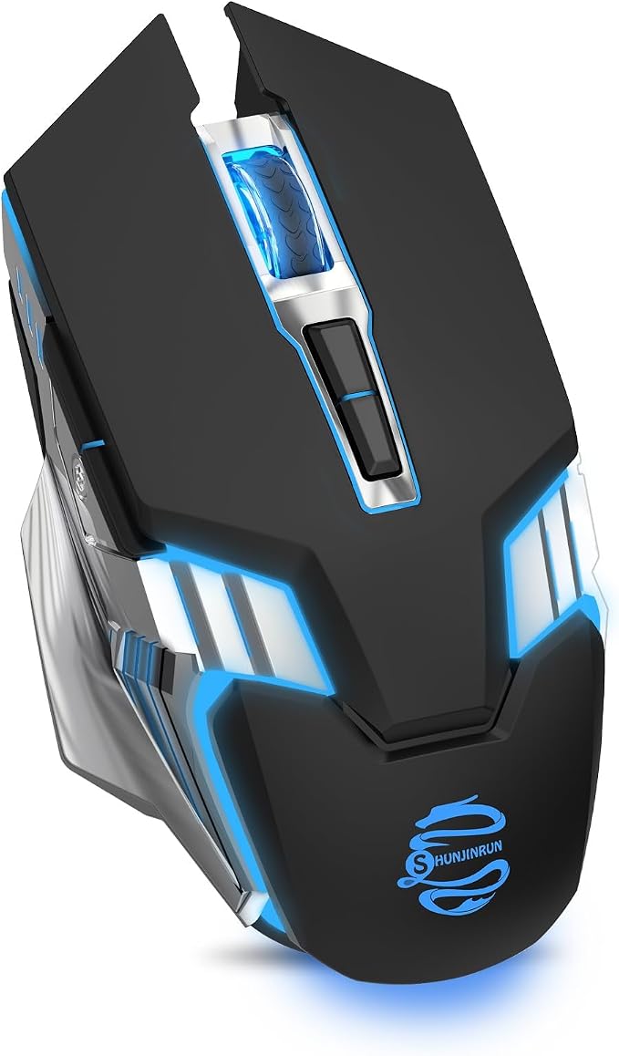 3-Mode RGB Silent Rechargeable Wireless Gaming Mouse Black | BT5.0/BT3.0+2.4G connection, RGB backlight & quiet click, for gaming office, compatible with Laptop, PC, Mac, iPad & Tablet