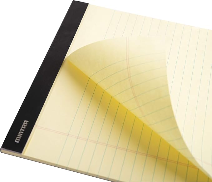 Mintra Office Canary Legal Pads - With Micro-perforated sheets, Smooth-lined paper, Ideal for Office Tasks, Assignments or Notes, Meetings, and Journaling, 6 pack Narrow Ruled, Basic Pad, 5"x8"
