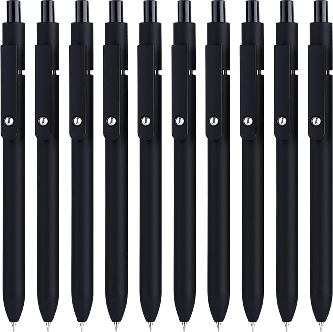 Epakh Gel Pens, 10 Pcs 0.5mm Quick Dry Black Ink Fine Point Smooth Writing Pens High End Series Retractable Aesthetic Ballpoint for Office School Supplies Women Men Gifts (Black,Classic)