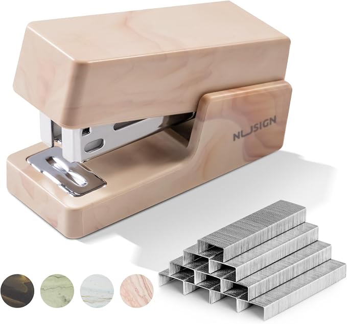 NUSIGN Mini Stapler with 830 Staples, Small Cute Desk Staplers, 25 Sheet Capacity, Fluid Brown