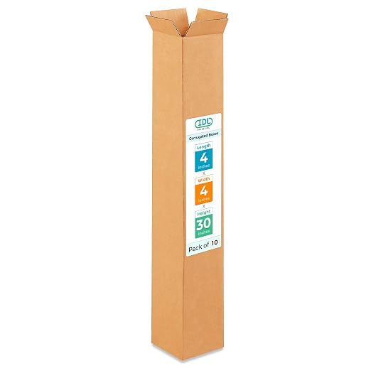 Tall Moving & Shipping Boxes 4x4x30 inches (10-Pack) - Extra Strength 200 lb vs Regular - Corrugated Strong Boxes for Packaging Moving - Box for Shipping, Made in USA - Tall Box by IDL Packaging | Extra Strength 200 lb vs Regular - Corrugated Strong Bo...