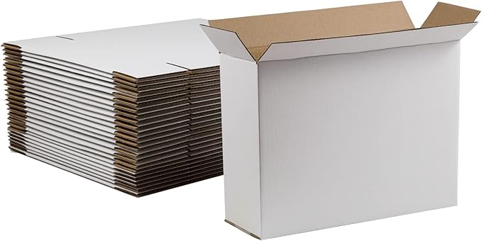 12x9x4 Inches Shipping Boxes, White Corrugated Cardboard Boxes for Small Bussiness, 25 Pack