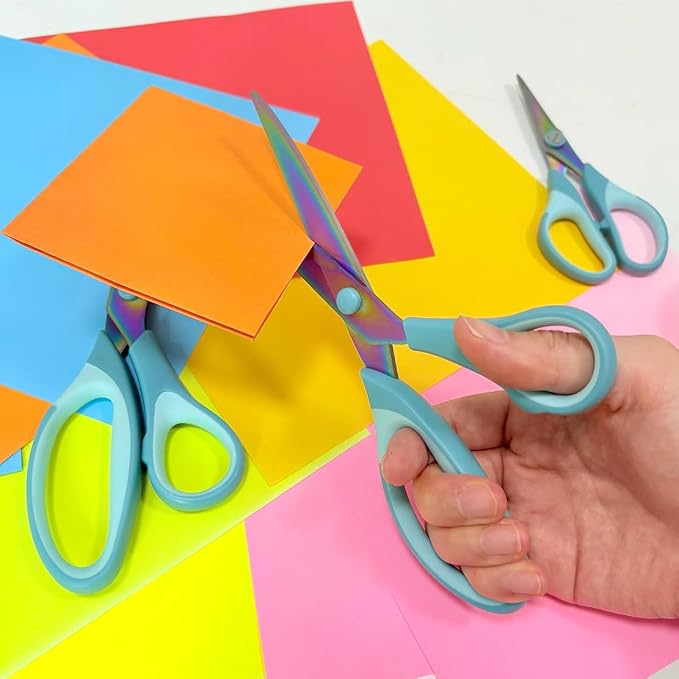 Scissors All Purpose,5, 8, 10 Inch 3 Pack,Blue | Sharp Blades, Comfort Grip, Home, Office, Sewing, Fabric, Kitchen, Arts & Crafts, DIY Supplies