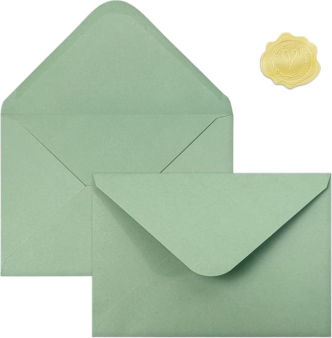 50 PCS Sage Green Colorful A4 Envelopes,4x6 Envelopes for Invitations | 4x6 Envelopes for Greeting Cards, Great for Invitations, Wedding Invitation, Birthday, Baby Shower, Graduation