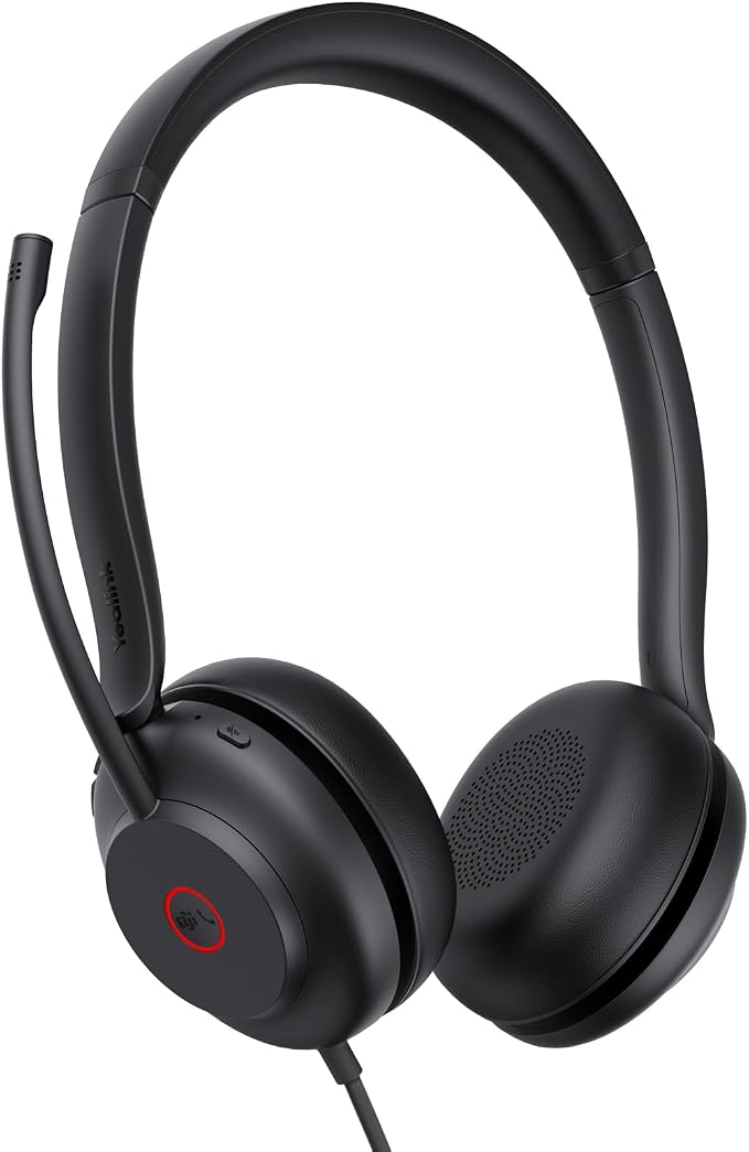 Yealink UH35 Wired Headset,USB-A,AI Noise Canceling Mic,Call Control,On-Ear | Teams/Zoom Certified, Dual-Ear Headphones, Plug & Play for PC/Laptop/IP Phone,Easy Mute, Busylight,Home Office Online Meeting