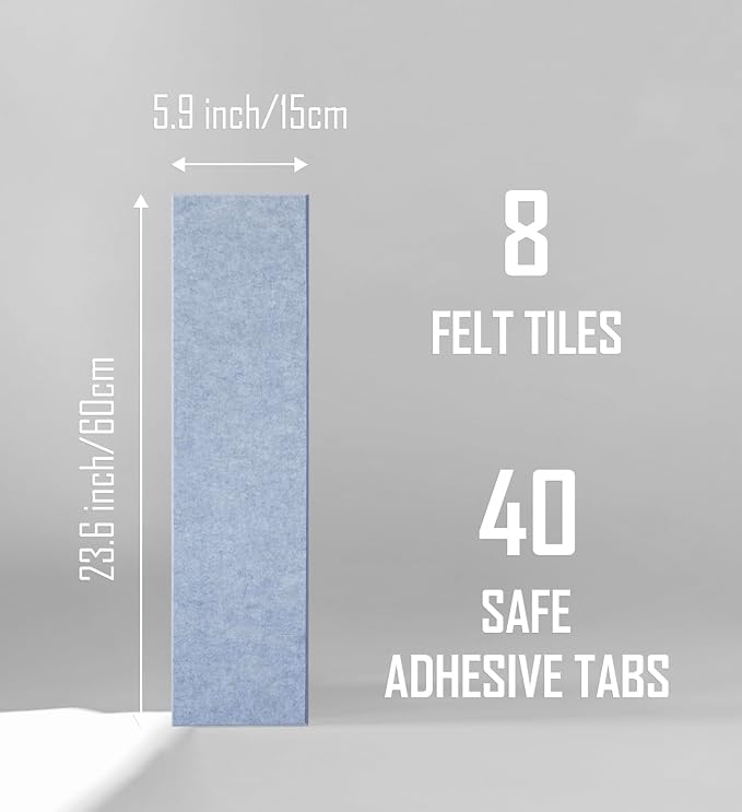 24"x47" Large Cork Board Alternative – 8 Pack Shiplap Felt Wall Tiles with Safe Removable Adhesive Tabs | Felt Bulletin Board for Walls Pin Board for Office, Home, Classroom, Kids Room - Blue Marble