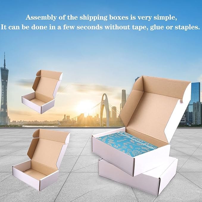 7"x5"x2"Shipping Boxes,20Pcs White Corrugated Cardboard Boxes. | Come with 20 Thank You Stickers,Suitable E-Commerce Packaging, Shipping Packaging etc.