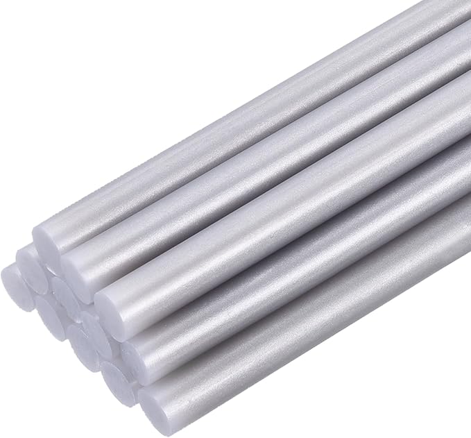 uxcell 12pcs Mini Hot Glue Sticks for Glue Gun 0.27 x 4 Inch Small Glue Sticks, 7 x 100mm Metallic Silver