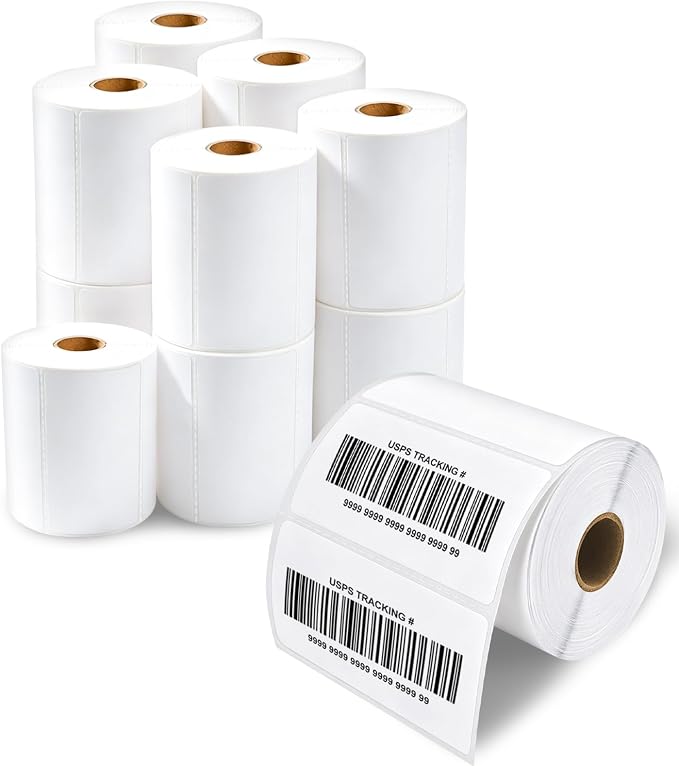 ESSENTIAL 4" x 2" White Direct Thermal Labels for Barcodes, Address | Permanent Adhesive, Shipping Labels, Compatible with Zebra, Rollo and Other Desktop Printers, 750 Labels of Roll, 12 Rolls