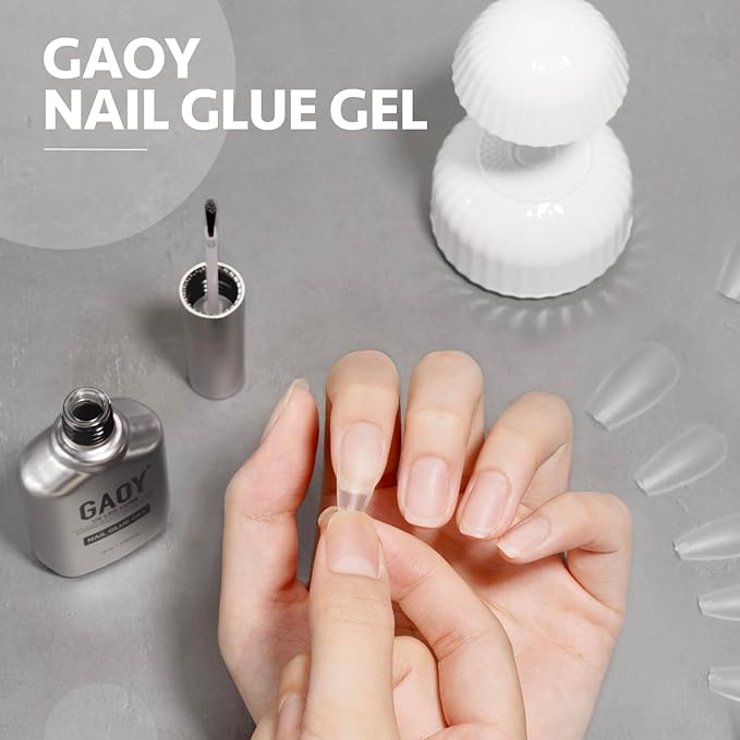 GAOY Gel Top Coat and Nail Glue Gel Set, 2 Pcs 16ml Clear Glossy No Wipe Combination for UV Light Cure
