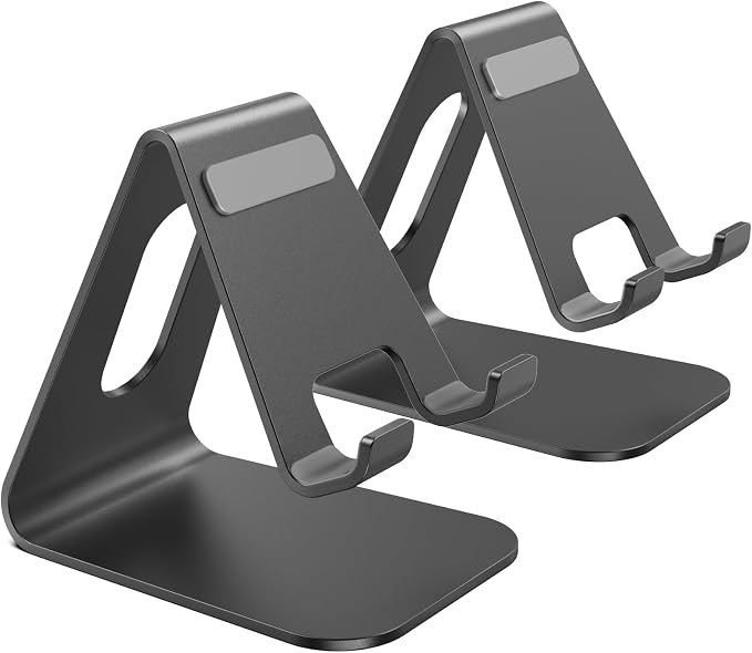 2Pack Phone Stand, Simple Cellphone Holder for Desk, Desk Phone Stand,Black | Mini, Cute, Under 8" Devices, All Mobile Phones, iPhone 17, Switch OLED, Office Accessories