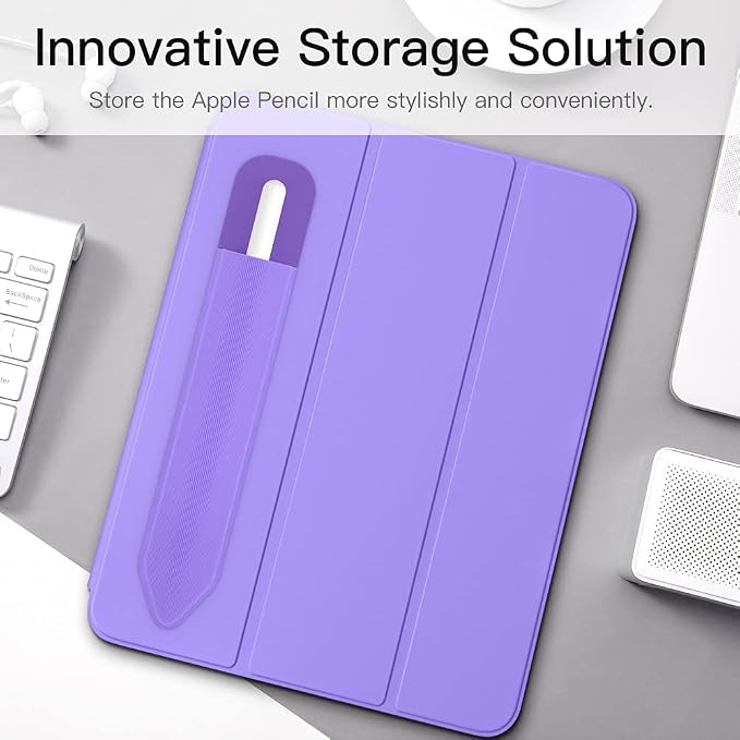 MoKo Adhesive Pencil Case Holder Sticker for Apple Pencil, Purple | Elastic Pencil Pocket Pouch, Adhesive Sleeve, Attached to iPad Case, For Pro/USB-C/1st/2nd Gen and Similarly Stylus Pens