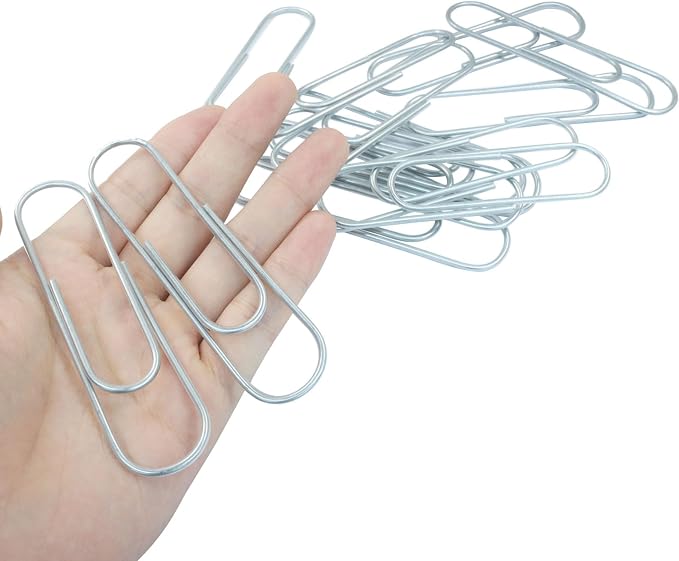 4 Inch Jumbo Paper Clips, Silver, 15Pcs | Coated Large Reusable Big Paperclips for Office, School, Home Document Organizing