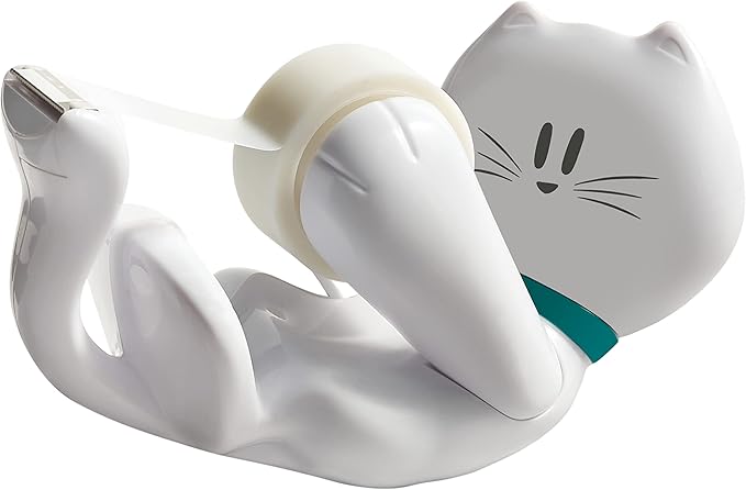 Scotch Cat-810 19 mm x 8.89 m Cat Tape Dispenser, White, 1 Roll Magic Tape